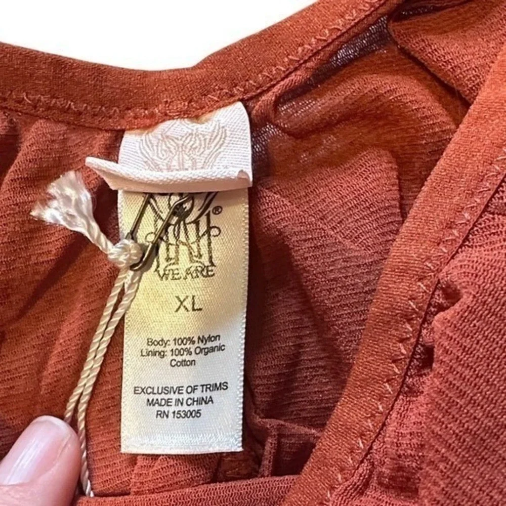 We are HAH Hot As Hell Ruffled Thong Underwear Rust Brown High Cut Mesh NWT XL